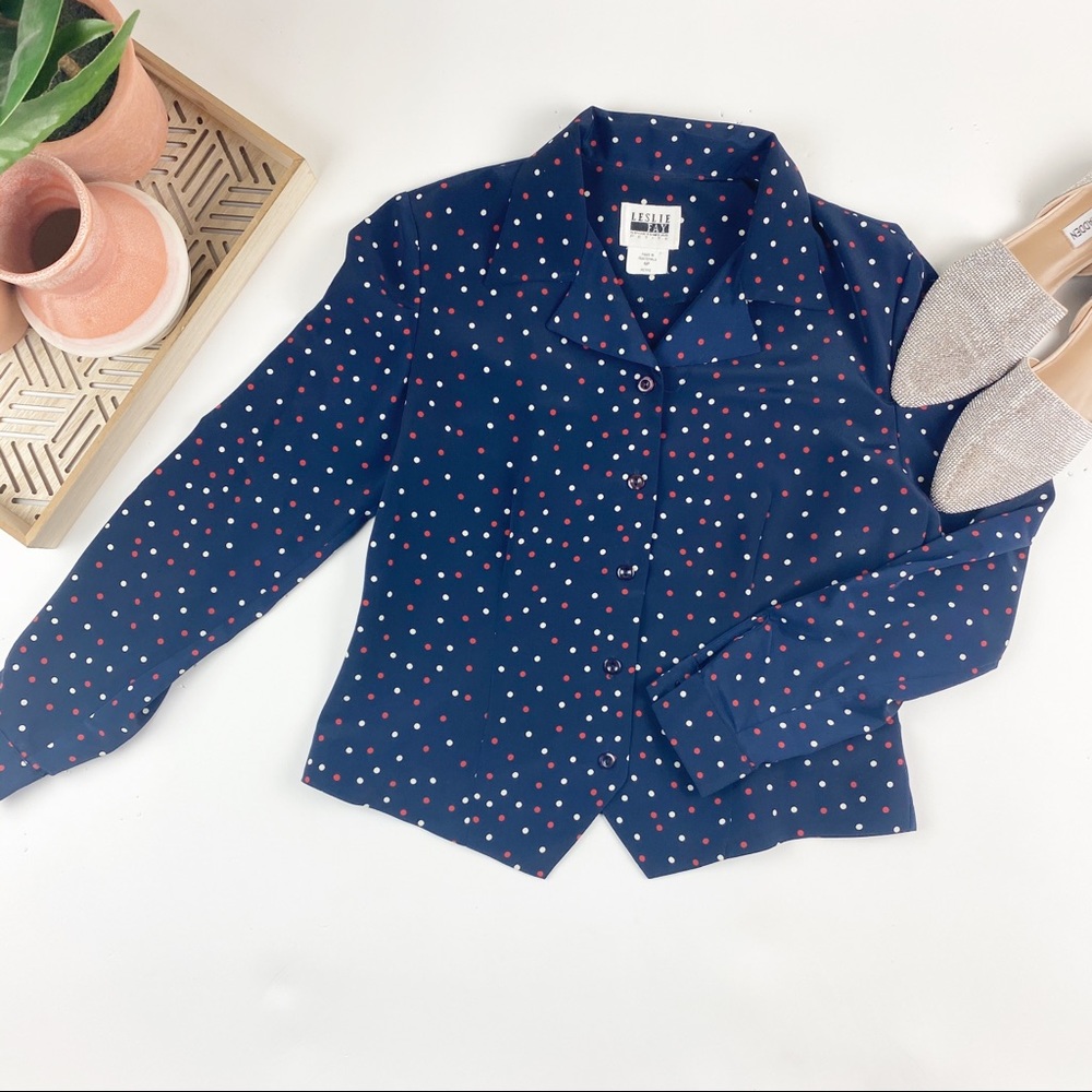 Leslie Fay Sportswear Blazer Polkadot Blue 6P